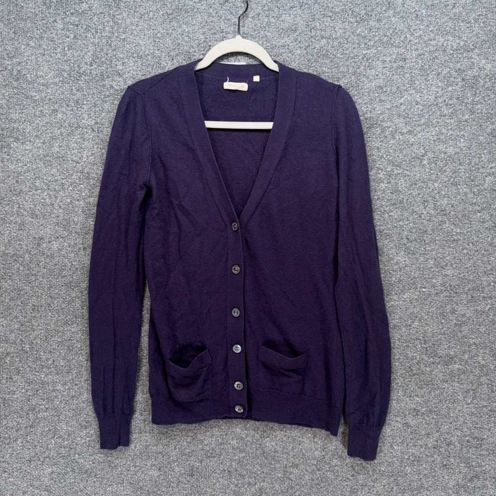 Martin + Osa Cardigan Women Medium Purple Vneck Buttons Cashmere Blend Sweater